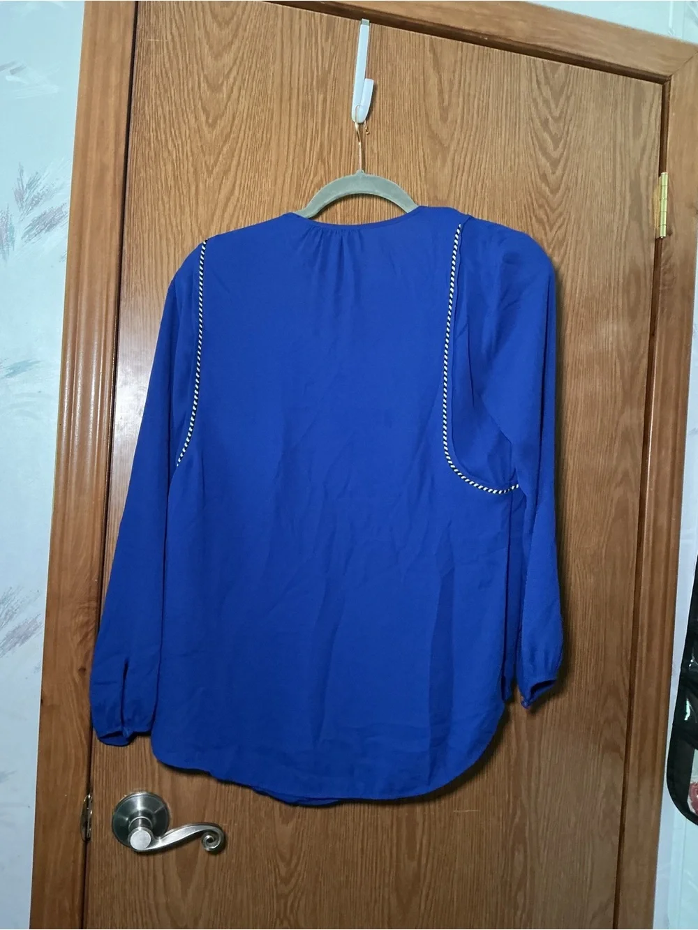 J.Crew Cobalt Blue Tassel Trim Long Sleeve Blouse Size 0